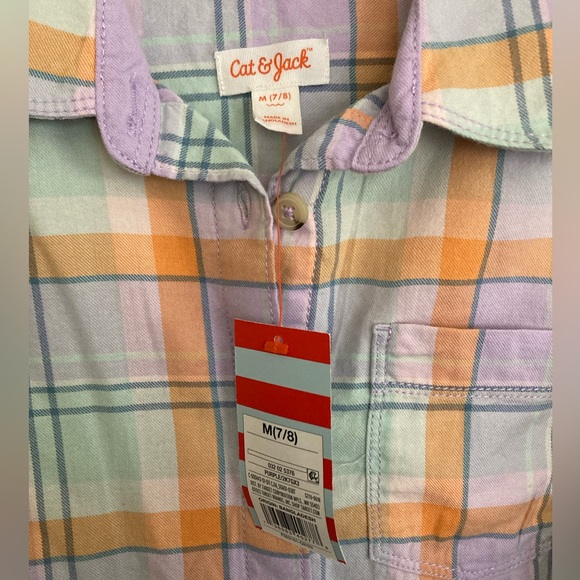 Cat & Jack | NWT Girls Plaid Button Down Long Sleeve Shirt - Picture 4 of 5